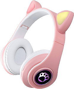 Fone Ouvido Headphone Bluetooth Sem Fio Estéreo Orelha Gato Led Infantil