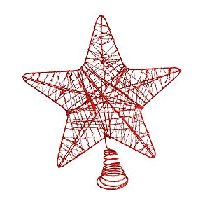 Estrela Com Glitter Aramada Ponteira Árvore De Natal 17 Cm