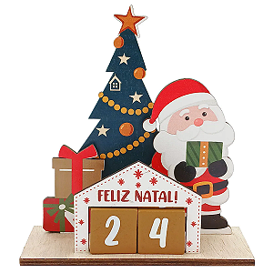 Calendário Natalino Decorativo 16x15cm Em Mdf Multiart