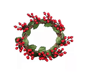 Guirlanda Verde De Natal Artificial Decorada Para Porta 30cm