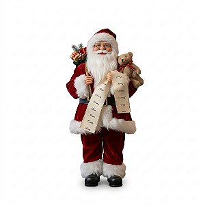 Papai Noel 30cm Enfeite Boneco Luxo Lista De Presente Urso Saco