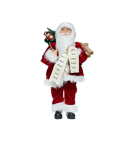 Papai Noel 30cm Enfeite Boneco Luxo Lista De Presente Urso Saco
