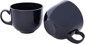 Kit com 2 Canecas Jumbo 440ml Vidro na Cor Preta Mimo Style