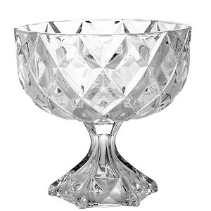 Centro de Mesa Bomboniere De Cristal Deli Diamond com Pé 16cm 600 ml