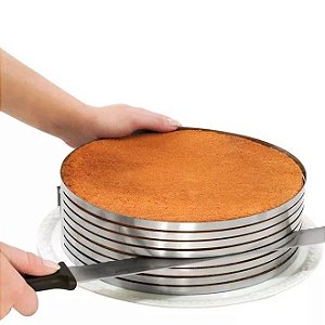 Aro Inox Ajustável Fatiador de Camadas p/ Bolo 24-30 cm