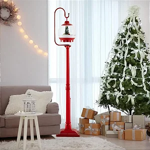 Poste Luminária Led Musical Globo Papai Noel Giratório Com Sensor