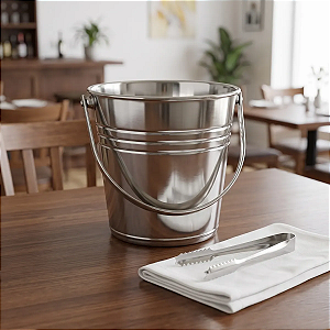 Balde De Gelo Alça Aço Inox Com Pegador Kehome Luxo 2,5 L