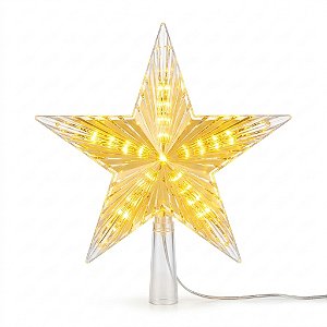 Estrela Ponteira 10 Led 14,5cm Enfeite Árvore Natal Bivolt Branco Quente