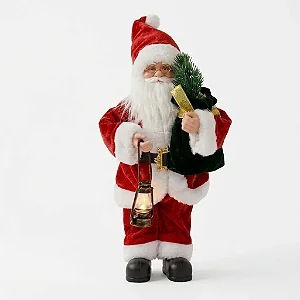 Papai Noel Com Saco Boneco De Natal Luxo 30 Cm Enfeite