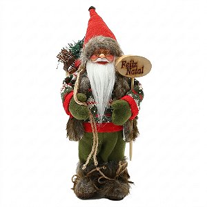 Papai Noel Lenhador Boneco Enfeite De Natal 30 Cm Luxo