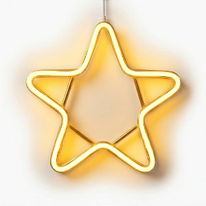 Pisca Enfeite De Estrela Neon Led Branco Branca Quente Cor Das Luzes Warm