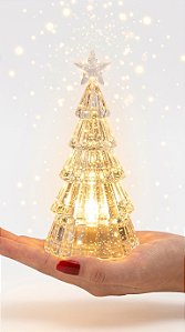 Enfeite Mini Árvore Natal Acrílico Com Led A Pilha 10 Cm