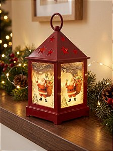 Luminária Vela Natalina Casa Led A Pilha Inclusa Vermelha 13cm