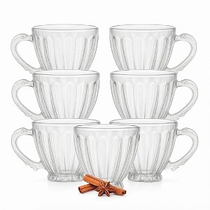 Conjunto 6 Xícaras Cappuccino Expresso Café Chá Vidro 200ml