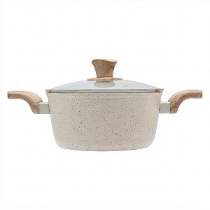 Panela Caçarola Indução Com tampa Vidro 2,4l Creme -dolce Home