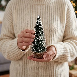 Kit Com 6 Mini Árvores De Natal Enfeite De Mesa 15 Cm