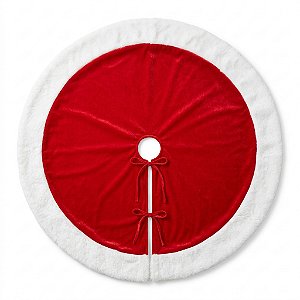 Saia Tapete Para Árvore Natal Luxo Vermelha Veludo 80cm