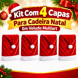 Kit 4 Capas Vermelha Para Cadeira Natal Veludo Papai Noel