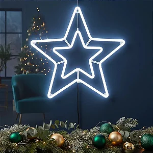 Estrela Neon Grande Não Pisca Branco Frio 58cm 127v 58cm Branco 127v