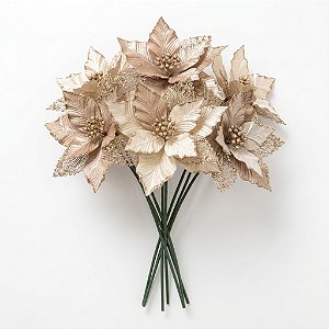Kit 6 Galho Flor Artificial Bico De Papagaio Cor Champanhe