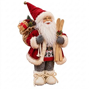 Papai Noel Boneco Enfeite De Natal Esquiador 30 Cm Luxo