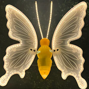 Borboleta Gigante Led 60cm Bivolt Branco Quente Movimento