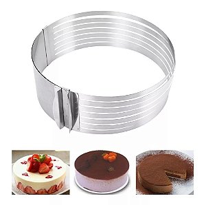 Forma Para Fatiar Bolo Ou Torta Regulável Inox 16cm x 20cm