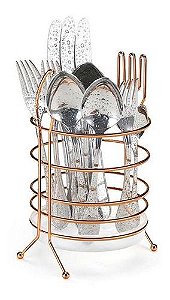 Porta Talheres E Utensílios Pia Ou Mesa Rose Gold Cobre