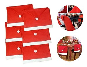 Kit 6 Capas Vermelha Para Cadeira Natal Veludo Papai Noel