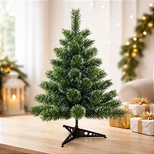 Árvore Pinheiro De Natal Luxo Verde Com Neve 60cm