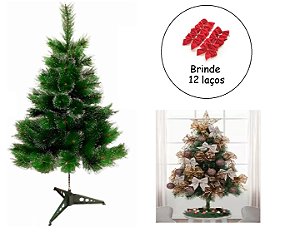 Árvore Pinheiro De Natal Luxo Verde Com Neve 60cm + Brinde A0606M