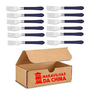 Kit Com 12 Garfos Cor Azul Escuro Leme Tramontina Aço Inox