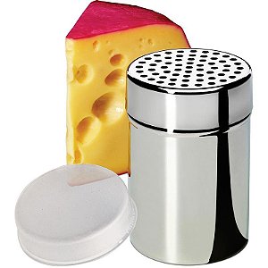 Queijeira Porta Queijo Ralado Em Aço Inox Com Tampa 9 Cm