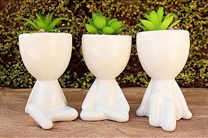 Jogo 3 Vasos Decorativos Para Planta Suculenta Robert Plant Branco