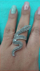 Anel Serpente Prata 925 com Marcassitas
