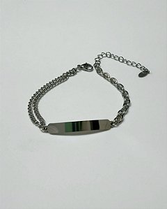 Pulseira Placa em Aço Prateado