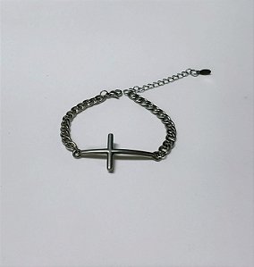 Pulseira Crucifixo em Aço Prateado