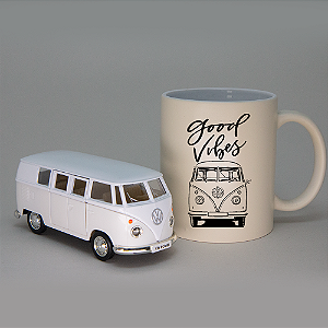 Kit Miniatura Kombi e Caneca  Good Vibes