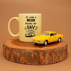 Kit Miniatura Karmann Ghia e Caneca amarela