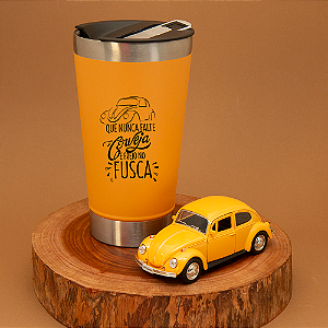 Kit Copo Térmico e Miniatura Fusca Amarelo