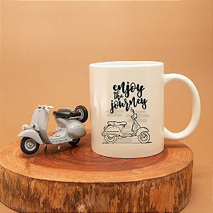 Kit Caneca Cerâmica e Miniatura Vespa Cinza