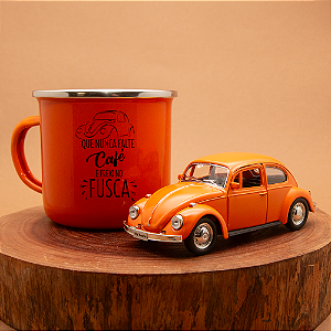 Caneca e Miniatura Fusca Laranja