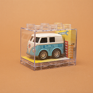 Miniatura Kombi Corujinha Metal 6cm com Caixa Acrílica Modular