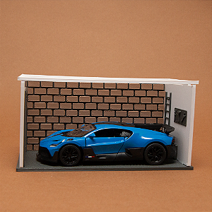 Kit Garagem Premium + Miniatura Bugatti – Diorama Superesportivo Completo