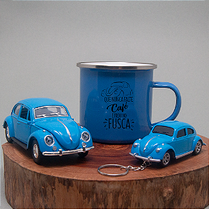 Kit Fusca Colecionável – Caneca Esmaltada + Miniatura 1:32