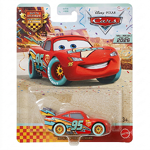 Miniatura Relâmpago McQueen Race to Celebrate 2026 Disney Pixar Cars Mattel 1:55