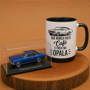 Kit Chevrolet Opala Comodoro Coupé 1975 1:43 + Caneca