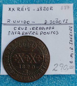 MOEDA  XX RÉIS - 1820 R - D. JOÃO VI - REINO UNIDO - C507