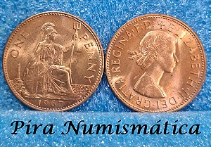 REINO UNIDO ( INGLATERRA) - ONE NEW PENNY - 1967 ELIZABETH II 1º RETRATO