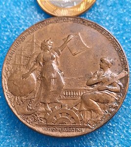 Medalha 1908 - 1º Centenário da Abertura dos Portos no Brasil ao Comércio Internacional